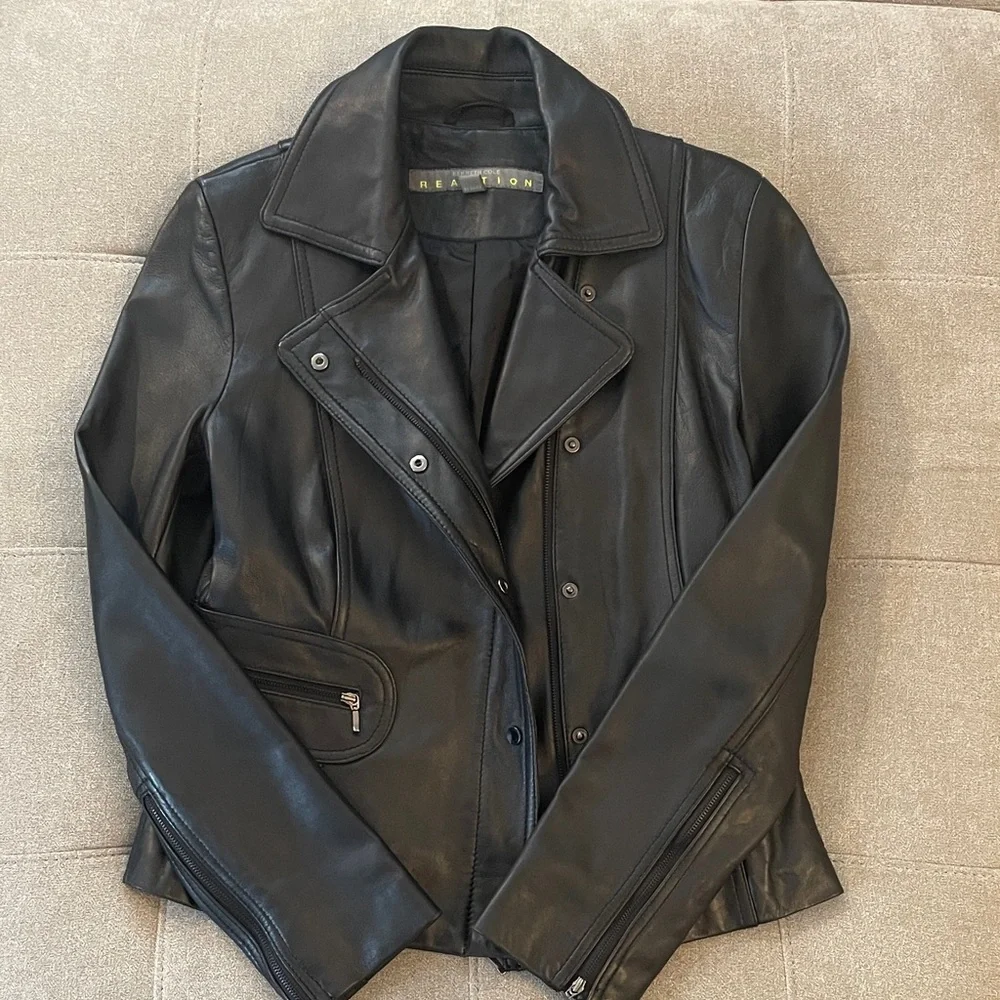 Kenneth Cole Reaction Black Leather Jacket